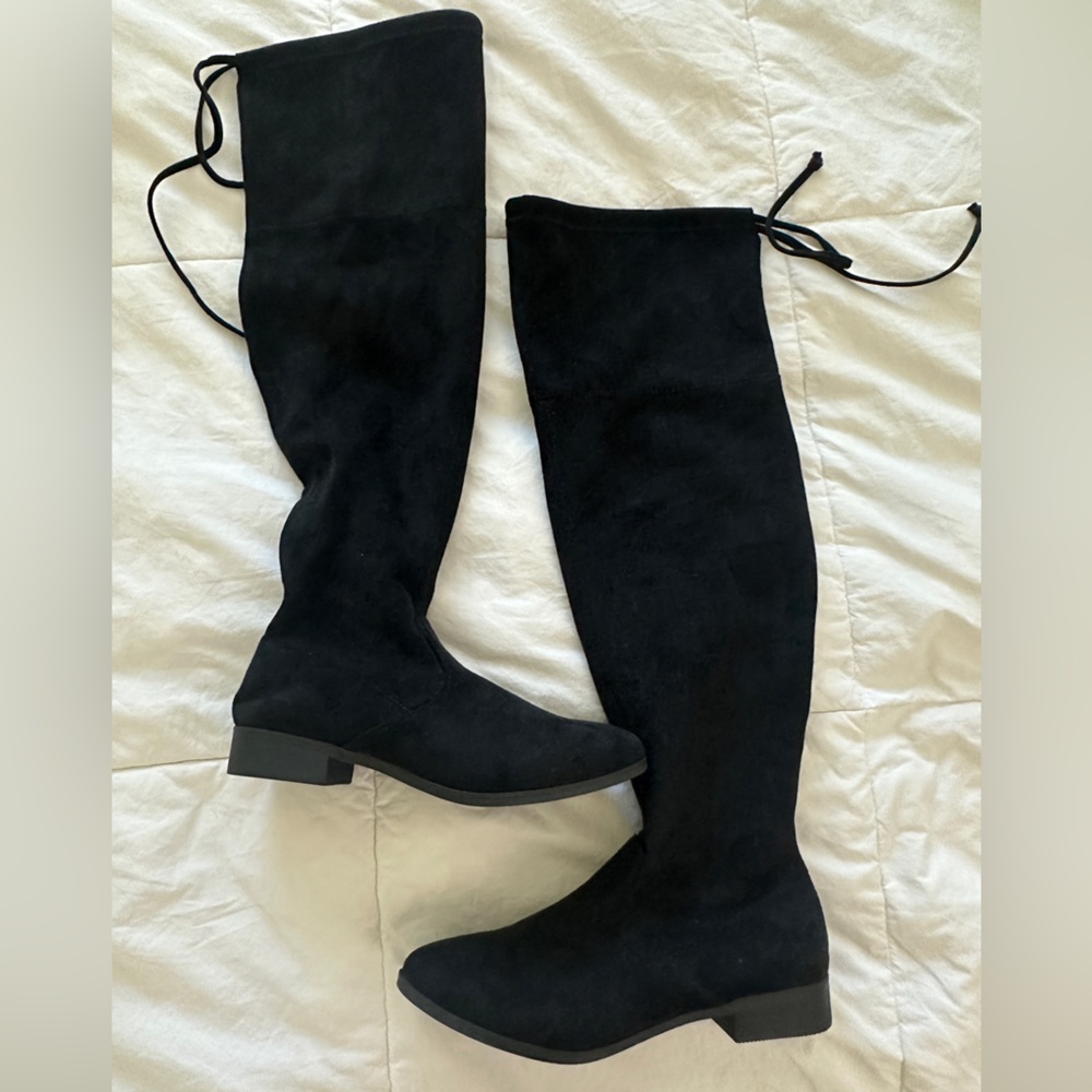 Black Suede Over the Knee boots Size 8